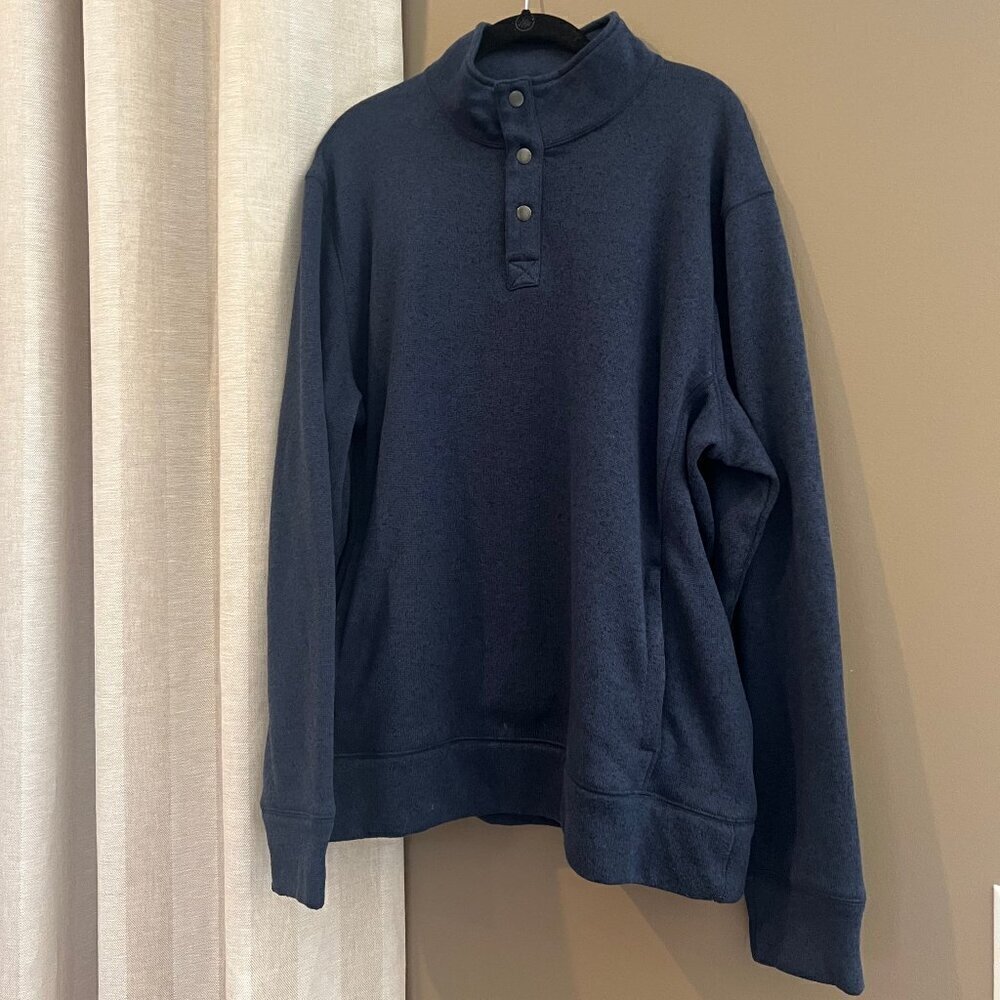 Men's Sonoma Navy Blue Three Quarter Button Up Fleece, Size XL